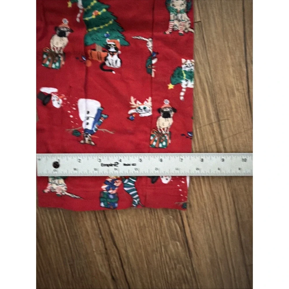 Old Navy Size Xs Dog & Cat Christmas Themed Flannel Pajama Bottoms Red Long